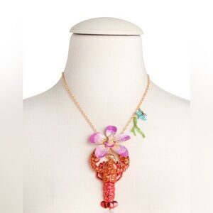 BETSEY JOHNSON MERMAID JEWELS LOBSTER ORCHID NECKLACE- NWT